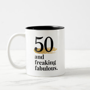 50 och Fabulous any age Birthday Två-Tonad Mugg