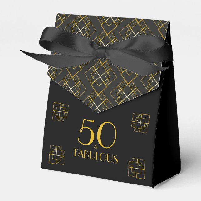 50 och Fabulous Art Deco stil black & guld Presentaskar (Framsidan Sidan)