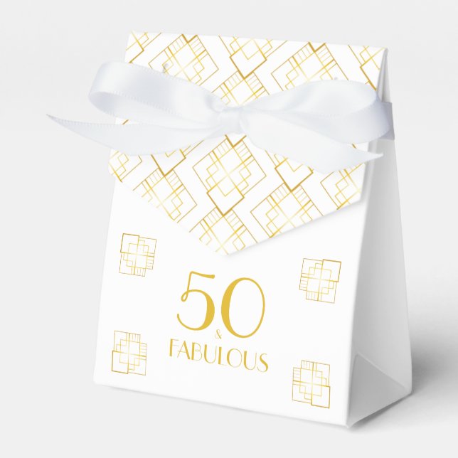 50 och Fabulous Art Deco stil white och guld Presentaskar (Framsidan Sidan)