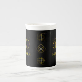 50 och Fabulous Birthday Art Deco stil Benporslin Mugg