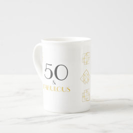 50 och Fabulous Birthday Art Deco stil-gåva Benporslin Mugg