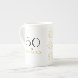 50 och Fabulous Birthday Art Deco stil gåva Benporslin Mugg