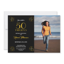 50 och Fabulous Birthday bjudation Art Deco stil