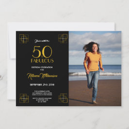 50 och Fabulous Birthday bjudation Art Deco stil Inbjudningar
