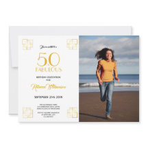50 och Fabulous Birthday bjudation Art Deco stil