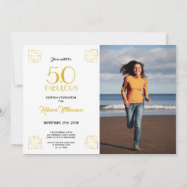 50 och Fabulous Birthday bjudation Art Deco stil Inbjudningar