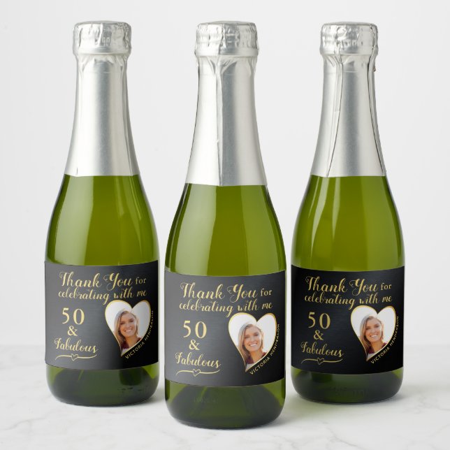 50 och Fabulous Birthday Black Favors Mini (Flaskor)
