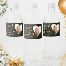50 och Fabulous Birthday Black Guld Tack Vattenflaskor Etikett
