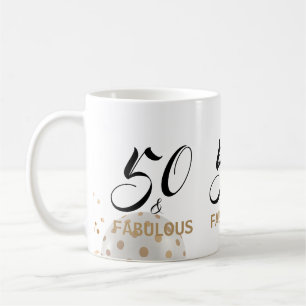 50 och Fabulous Birthday Black Guld Typography Kaffemugg