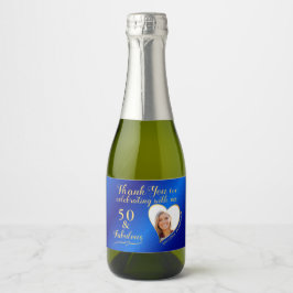 50 och Fabulous Birthday Blue and Guld Favors Mini