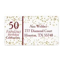 50 och Fabulous Birthday Burgundy & Guld