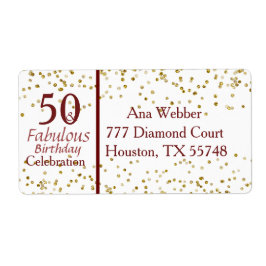 50 och Fabulous Birthday Burgundy & Guld Fraktsedel