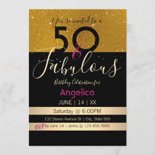 50 och Fabulous Birthday Celebration Card Inbjudningar