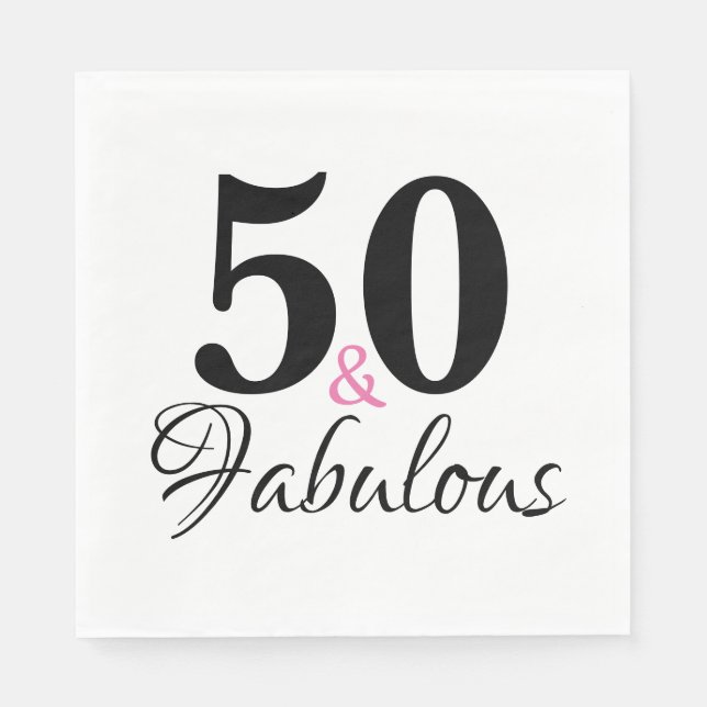 50 och Fabulous Birthday Chic Party Papper Pappersservett (Framsidan)