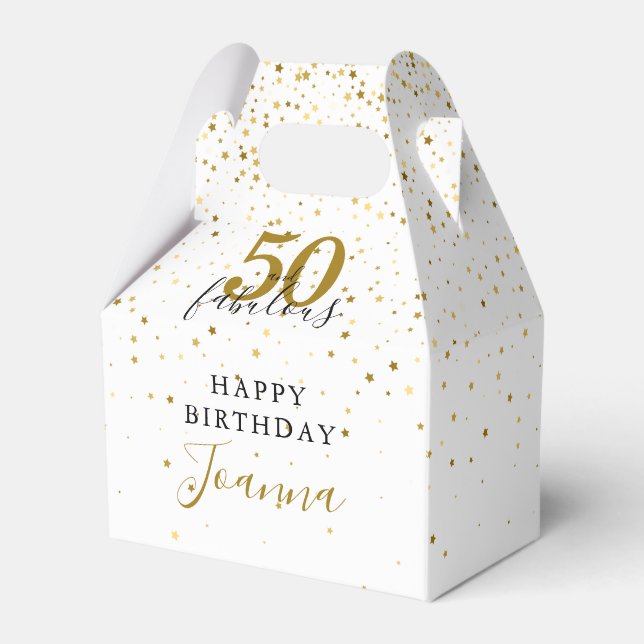 50 och Fabulous Birthday Elegant Guld and Black Presentaskar (Framsidan Sidan)