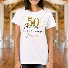 50 och Fabulous Birthday Elegant Guld and Black T Shirt