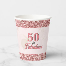 50 och Fabulous Birthday Elegant Ro Rosa Glitter