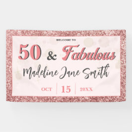 50 och Fabulous Birthday Elegant Ro Rosa Glitter