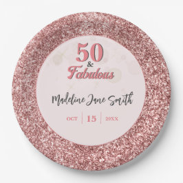 50 och Fabulous Birthday Elegant Ro Rosa Glitter