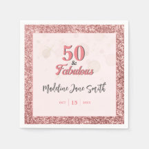 50 och Fabulous Birthday Elegant Ro Rosa Glitter