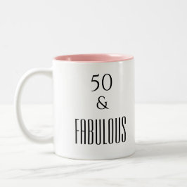 50 och Fabulous Birthday Funny Quote Black Text Två-Tonad Mugg