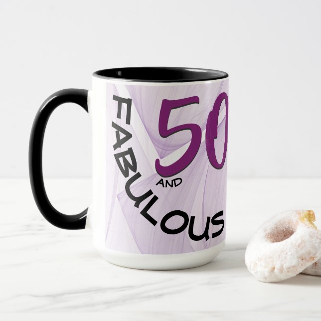 50 och Fabulous Birthday | Geometrisk Lila Mugg (Med munk)