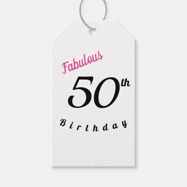 50 och Fabulous Birthday Gift-Märkre Presentetikett (Framsidan)