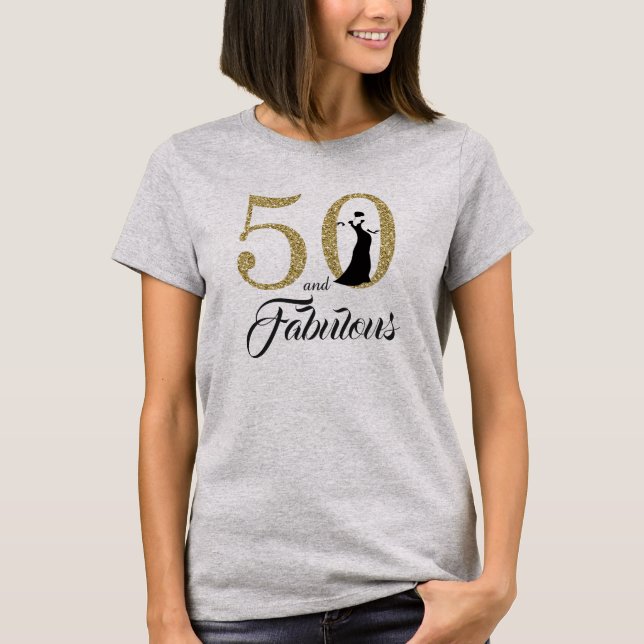 50 och Fabulous Birthday Gift Tee Shirt (Framsida)