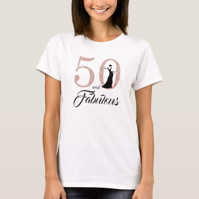 50 och Fabulous Birthday Gift Tee Shirt (Framsida)
