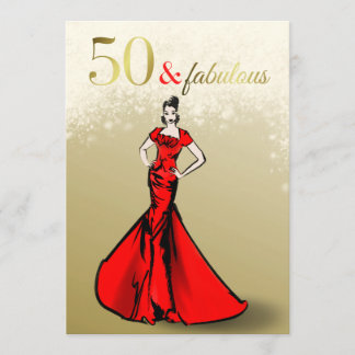 50 och Fabulous Birthday Glitter 50 Birthday Inbjudningar