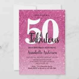 50 och Fabulous Birthday Gnistra Tinsel Inbjudningar