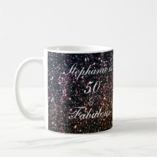 50 och Fabulous Birthday Guld Black Golden Glitter Kaffemugg