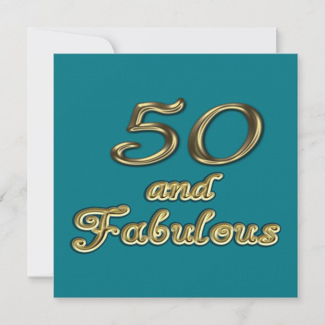 50 och Fabulous Birthday Guld Typography 50th Age Inbjudningar (Framsida)
