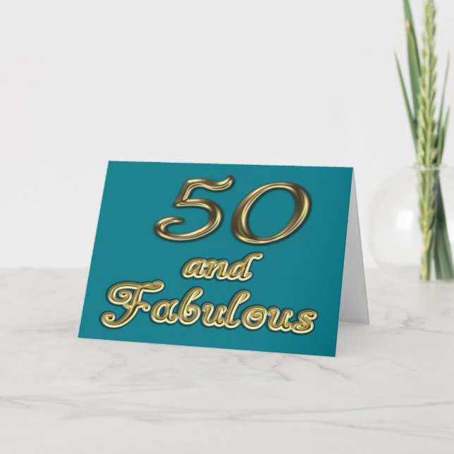 50 och Fabulous Birthday Guld Typography 50th Age Kort (Framsida)
