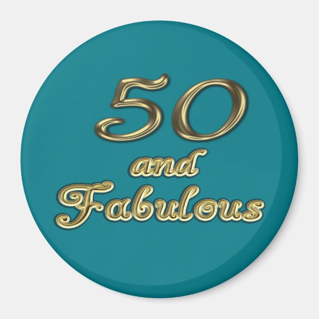 50 och Fabulous Birthday Guld Typography 50th Age Magnet (Framsidan)