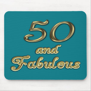 50 och Fabulous Birthday Guld Typography 50th Age Musmatta