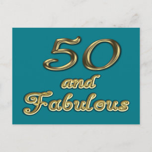 50 och Fabulous Birthday Guld Typography 50th Age Vykort