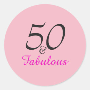50 och Fabulous Birthday-klistermärken Runt Klistermärke