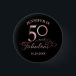 50 och Fabulous Birthday Knapp<br><div class="desc">50 och Fabulous ro guld födelsedag</div>