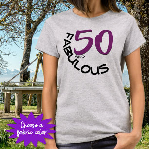 50 och Fabulous Birthday Lila & Black Typography Tee Shirt