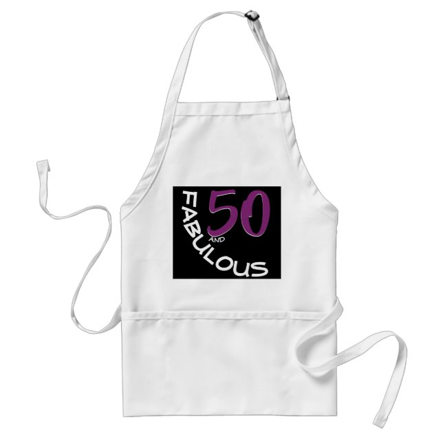 50 och Fabulous Birthday Lila White Typography Förkläde (Framsidan)
