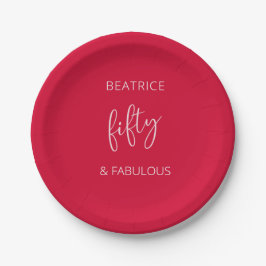 50 och Fabulous Birthday Modern Script Red