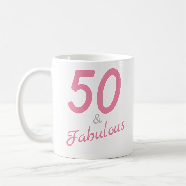 50 och Fabulous Birthday Mugg (Vänster)