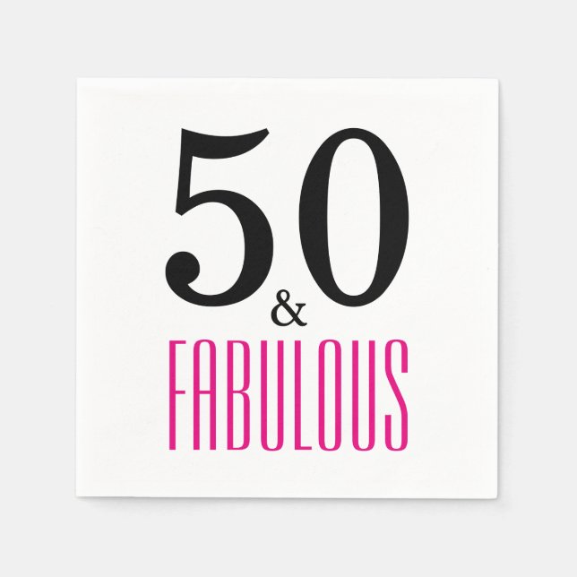 50 och Fabulous Birthday Papper Napkins Pappersservett (Framsidan)