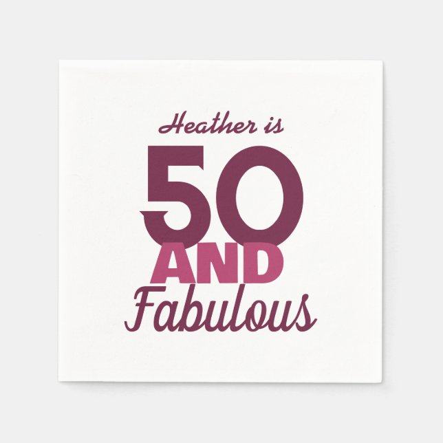 50 och Fabulous Birthday Pappersservett (Framsidan)