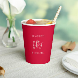50 och Fabulous Birthday Red Modern Script