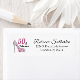 50 och Fabulous Birthday Returadress Etikett