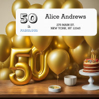 50 och Fabulous Birthday Return-adressetikett