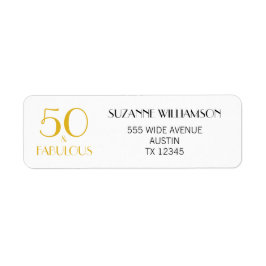 50 och Fabulous Birthday Return-adressetikett Returadress Etikett