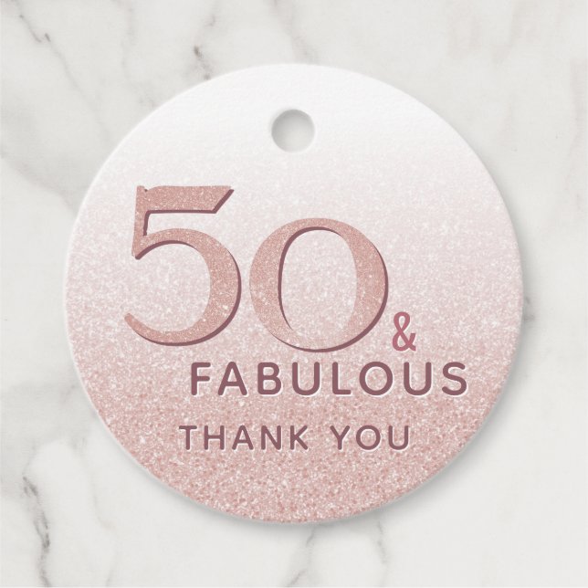 50 och Fabulous Birthday Ro Guld Elegant Gåvor Etiketter (Framsida)
